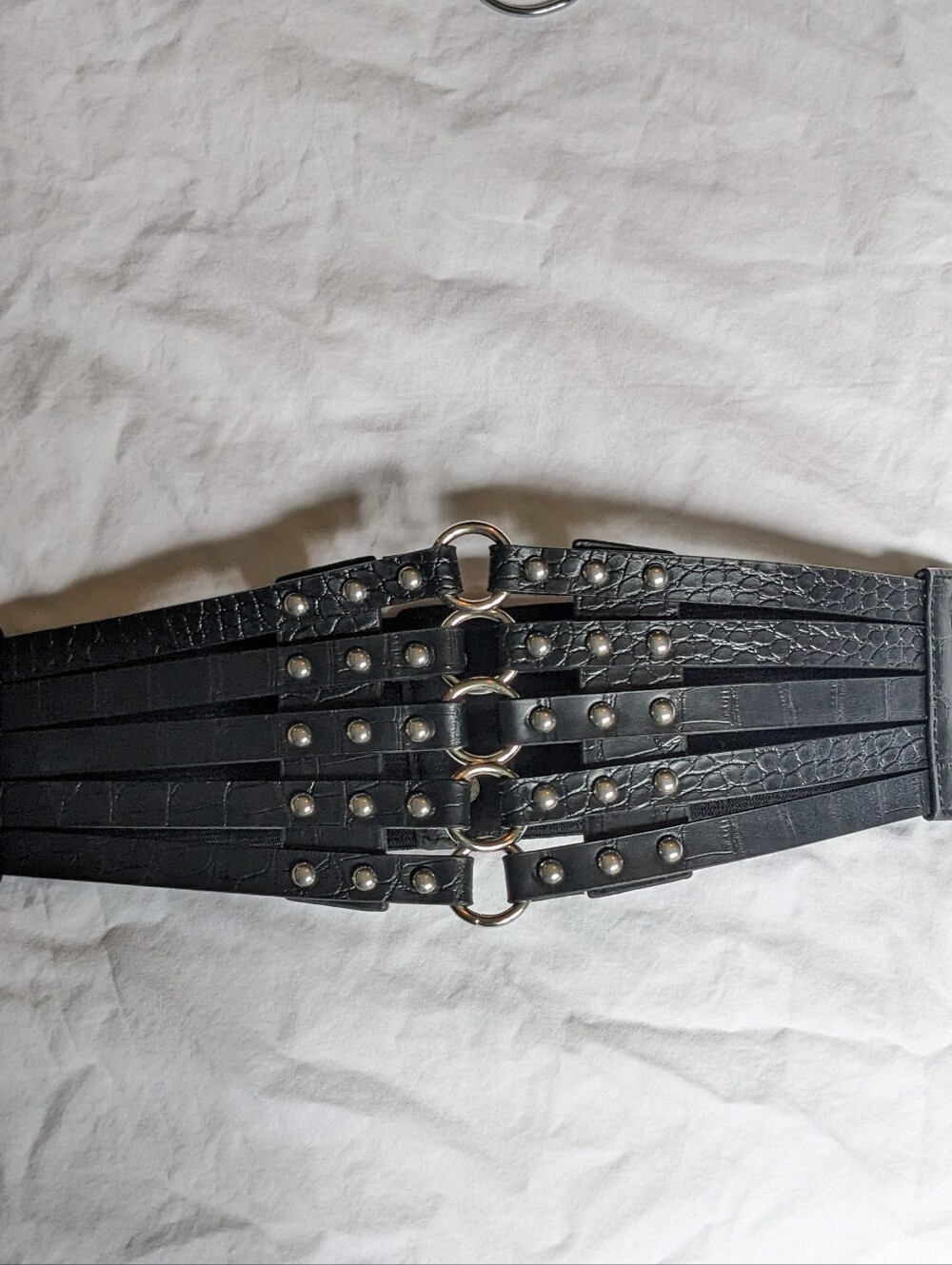 Black Gothic Multi-Strap Waist Belt with Silver Hardware Goth Grunge